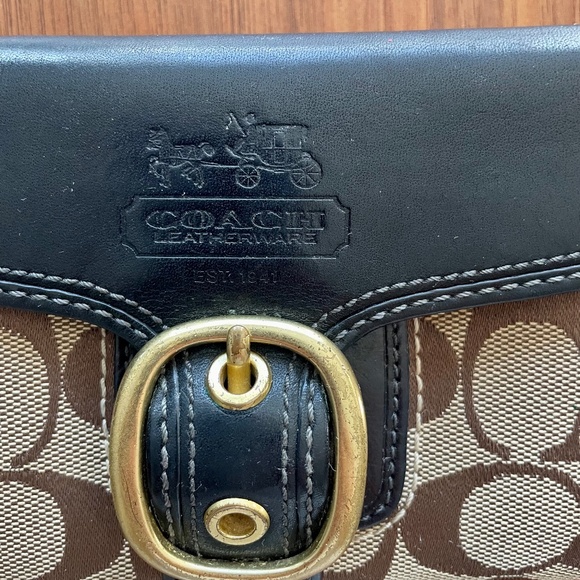 Coach Bleeker Signature Brown & Tan Snap/Buckle Wallet - Picture 5 of 15